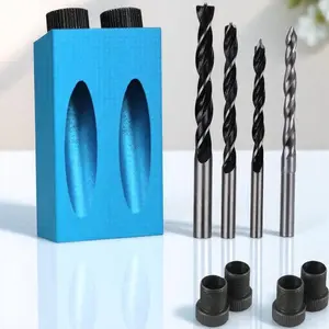 Woodworking Hidden Hole Positioning Set, 15 Degree Double Bearing Quick Change Drill System, Anti-slip Hole Positioning Tool, Power Tool Accessories, Insert Drill Bit