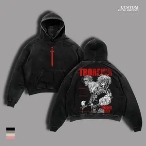 Vinland Saga Thorfinn Anime Manga Double Sided Vintage Washed T-Shirt & Hoodie, 90s Casual Soft Graphic Tee, Unisex Oversized Streetwear Menswear Top
