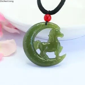 Natural Hotan Jade Horse Pendant, Light Green Celestial Water Material, Chinese Zodiac Horse Jade Necklace, Lucky Success Amulet for Men Women, Elegant Vintage Jewelry for Daily Wear & Gift Giving bracelet luck unisex hypoallergenic fashion jewelry gift