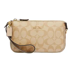 Coach Nolita 19 Classic Monogram Zip Top Handle Bag for Women, Canvas and Pebbled Leather, Brown