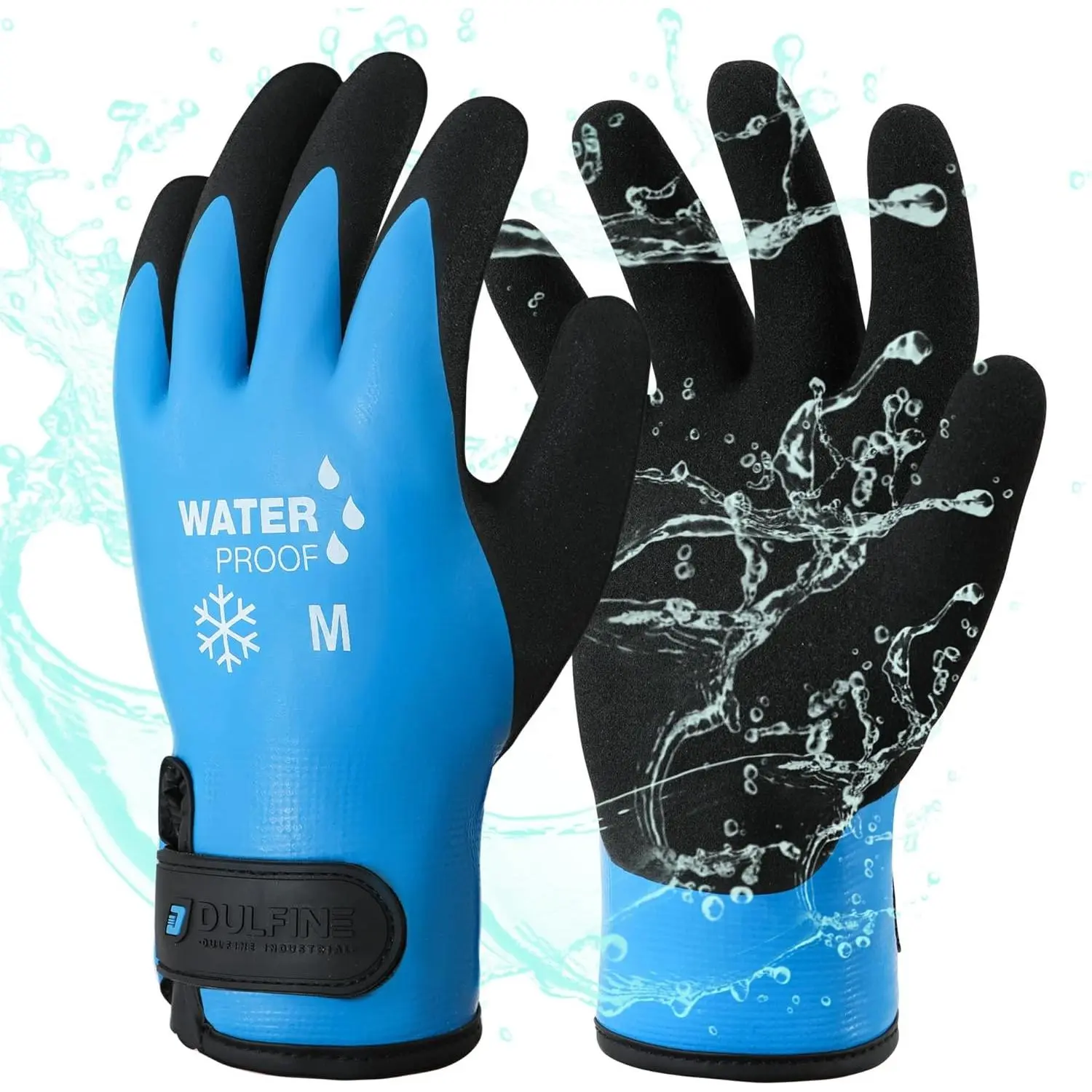 Warm Work Gloves for Men and Women, 100% Waterproof Thermal Fleece Lined with Sandy Latex Grip and Adjustable Cuff for Cold Weather