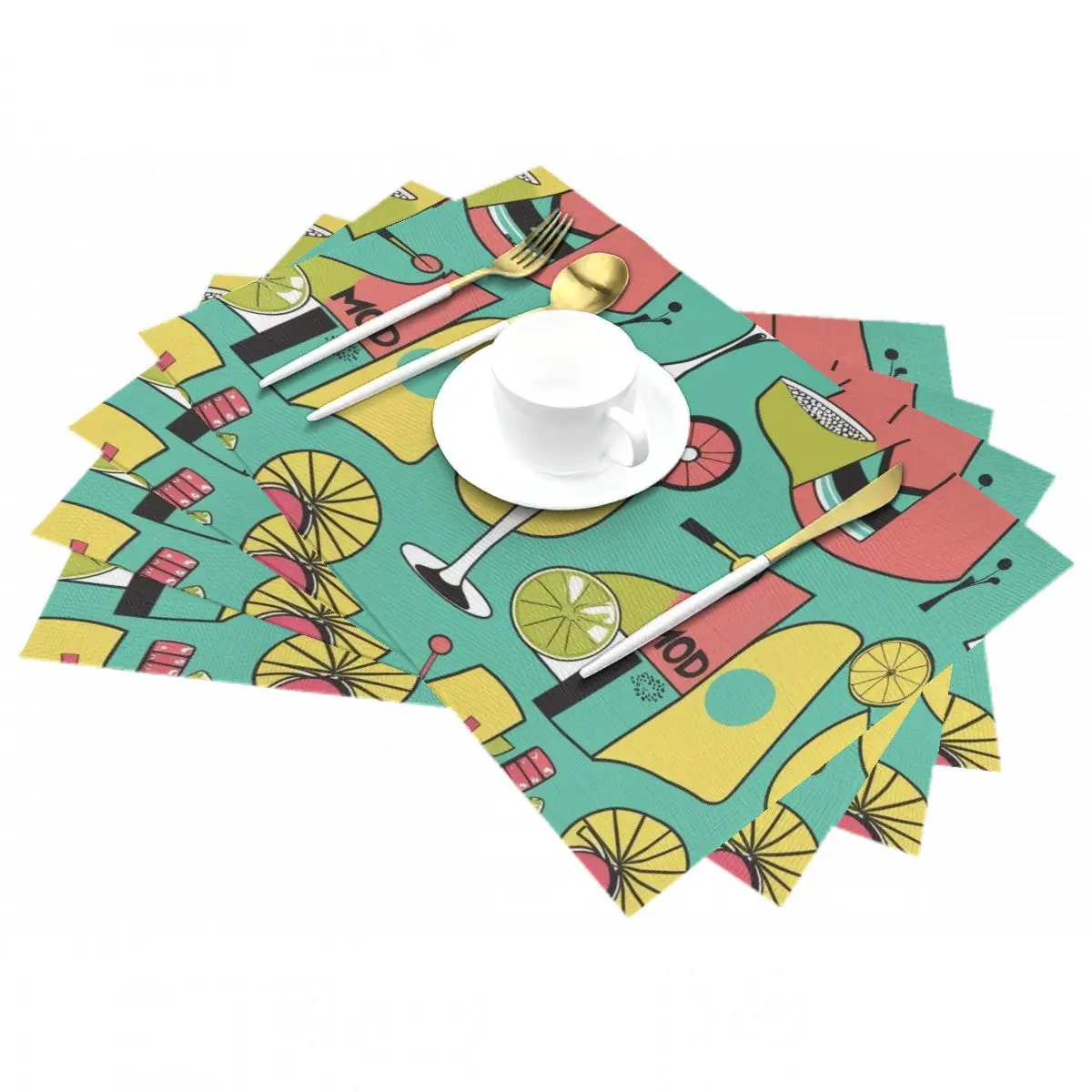 Mid Century Mod Barware Tabletop Kitschy Fun Placemat