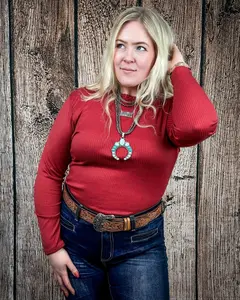 Marin Ribbed Round Hem Top in Teracotta by Lucky and Blessed