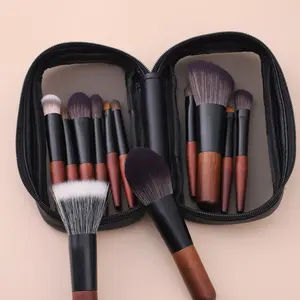12 Pcs Makeup Brushes Set, Portable Travel Natural Makeup Brushes for Loose Powder Contour Blush Concealer Eye Shadow Eye Corner Brow Brushes Makeup Tool