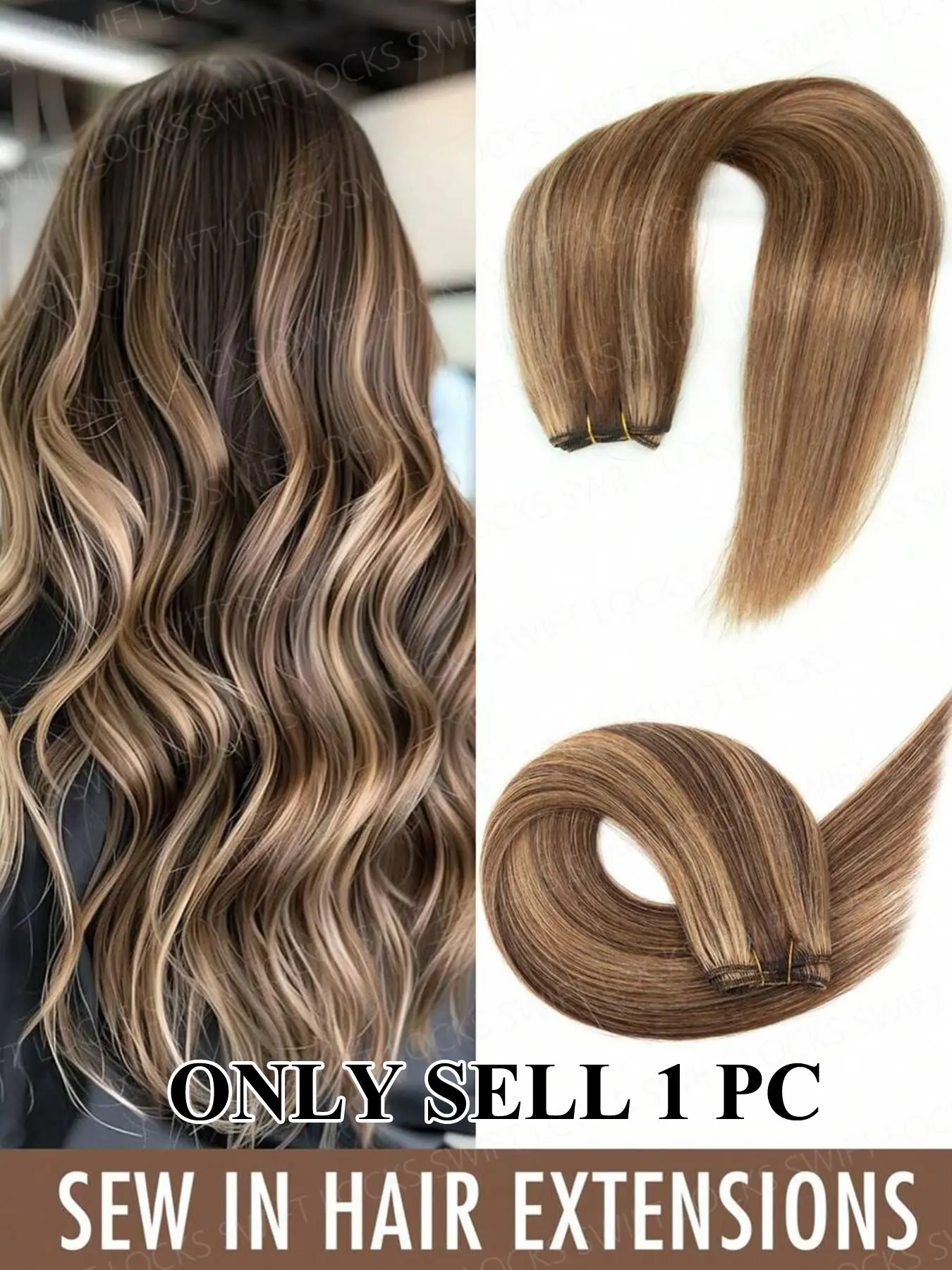 Sewn-In Hair Extensions, 100% Human Remy Straight Hair Weft, Handmade Double-Layer Sewn-In Hair Extensions, Human Hair, Holiday Essential, Bridal Holiday Gift, Natural Hair Extensions, Suitable For All Hair Types, Smooth Hair Weft Set