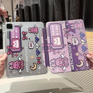 Cute Pixel Bunny Sakura iPad Tablet Case with Protection and Pen Slot, Fits iPad 10th Gen, iPad Air 5/4, iPad Pro 11 Inch, Aesthetic Design