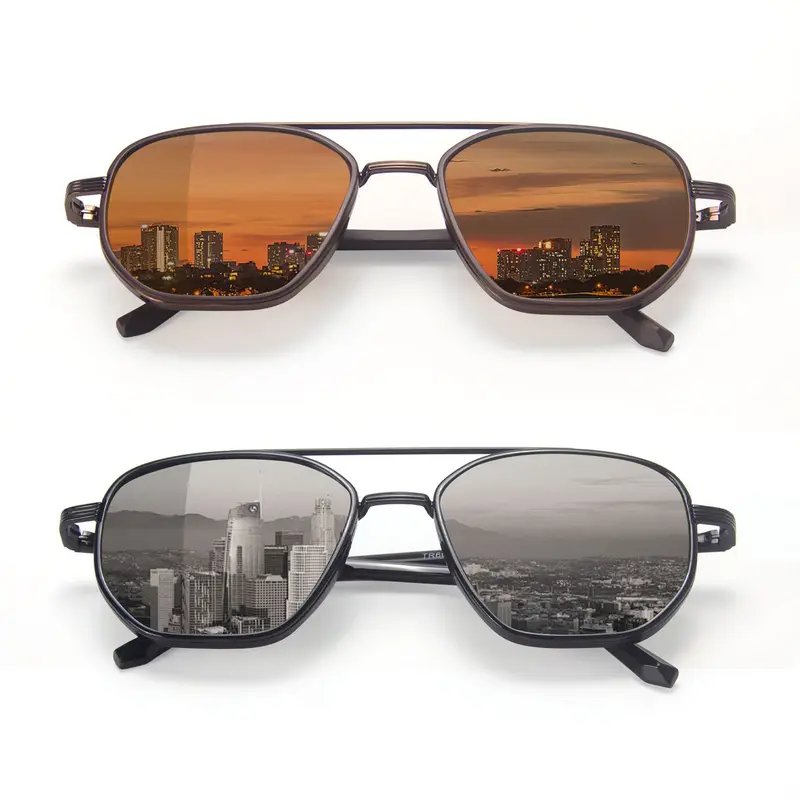 Unisex Vintage Polarized Sunglasses, Trendy Casual Double Bridge Sunglasses for Travel Use, Fashion Accessories for Outdoor Activities