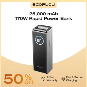 ECOFLOW Rapid Power Bank 25,000mAh, 170W Portable Charger with Dual 140W USB-C Ports for Multi-Device Charging, Smart TFT Screen, Compatible with iPhone Series, Samsung, Laptop and More (Green)  Smartphone