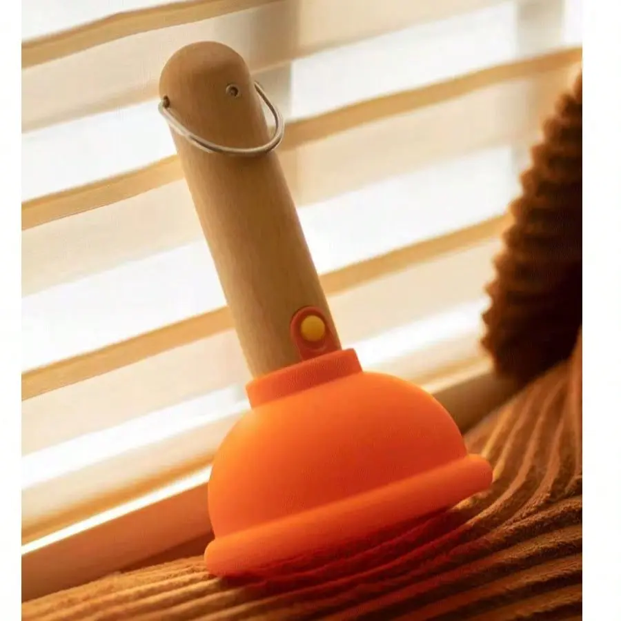 Plunger Night Light Cute Plunger Lamp Wooden Bar Silicone Funny Nightlight Rechargeable LED Flashlight 30 Minutes Timer One Button Control for Bedroom Washroom USB Living Room