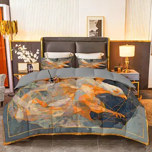 3pcs (1 comforter + 2 pillowcases) Microfiber Bedding Set All-Season Soft Cozy, Hypoallergenic, Wrinkle & Fade Resistant, Easy-Care, Queen/King/Full/Twin Size, Modern Geometric Eagle Pattern, Hotel-Quality Durable Fabric for Bedroom Guest Room Home D