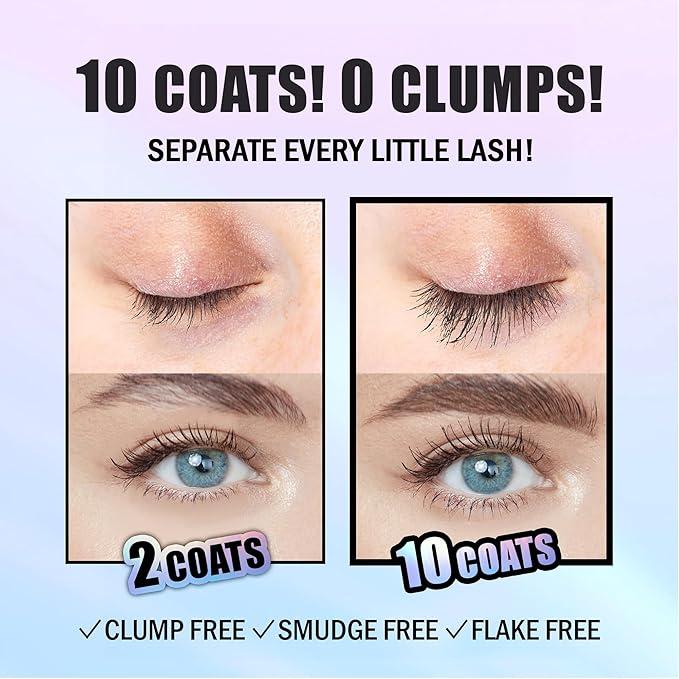 MILKTOUCH All Day Long & Curl Mascara - Lasting Lash Curling for Straight Lashes | Curl-Enhancing Smudge Proof Mascara for Volume and Length | 0.35 Oz BLACK