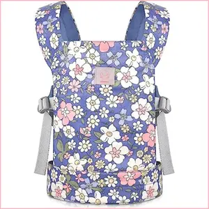 Kids Baby Carrier for Dolls American Girl Bitty Realistic Stuffed Animal - Blue Flowers