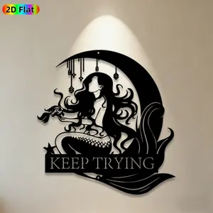 1pc Mermaid Metal Wall Art,Mermaid Statue Mural, Ideal Gift for New Year, Easter, Mermaid Decor Enthusiasts, Rust-Resistant Metal Wall Decor Wall Sculptures, Perfect for Bedroom Wall & Garden Fence, Unique Home Decor