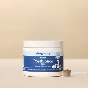 Fera Pets Postbiotics Plus for Dogs & Cats – Vet‑Formulated Gut & Digestive Supplement with Postbiotics, Prebiotics & Organic Botanicals