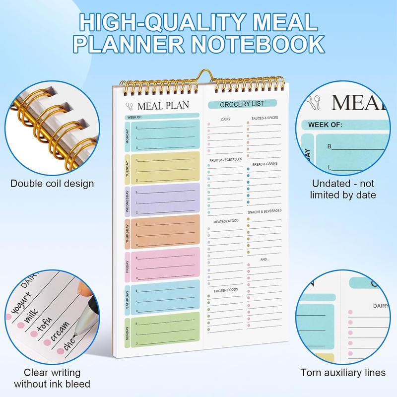 2026 upgraded version Weekly Meal Planner with Grocery List, Magnetic Fridge Planner, 50 Tear-Off Sheets, 5.83 x 8.54 Inch Meal Prep Pad, Wall-Mountable Kitchen Planner with To-Do List and Daily Schedule For New Year's meal planning
