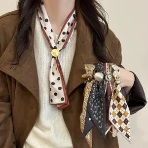 French Retro Pull-Over Neck Scarf Necklace for Women New Autumn Winter Scarf Sweater Chain Fashion Versatile Accessory