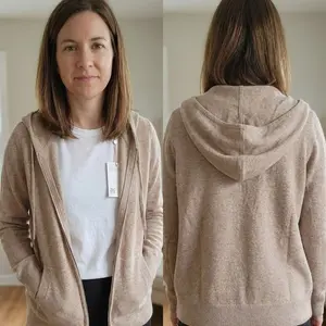 NWT Quince Mongolian Cashmere Full-Zip Hoodie Oatmeal