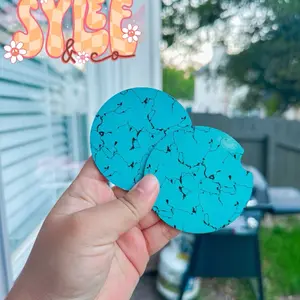 Western Turquoise Car Coasters| Set of 2