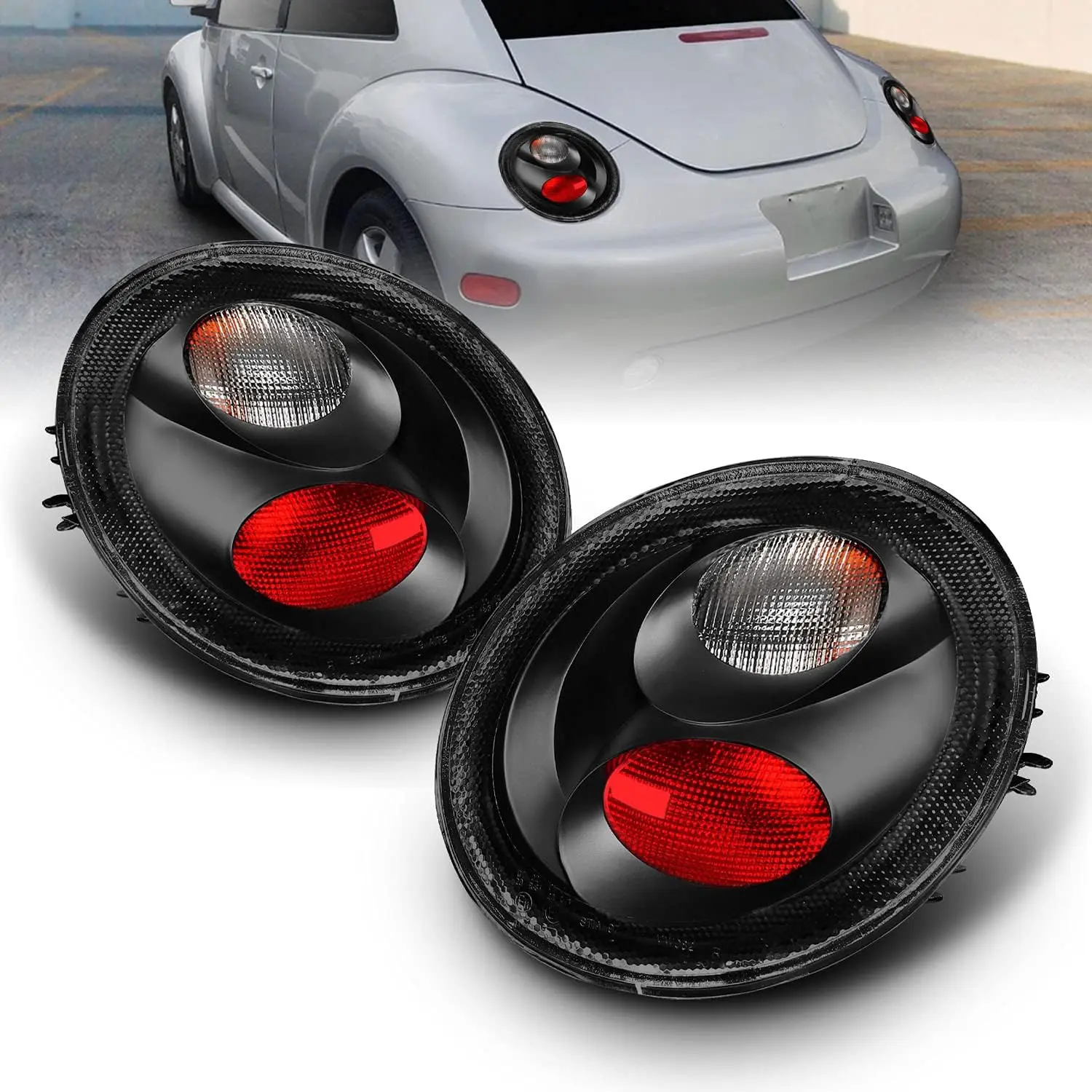 AmeriLite Clear Black Altezza Taillights For 1998-2005 Volkswagen Beetle - Passenger and Driver Side