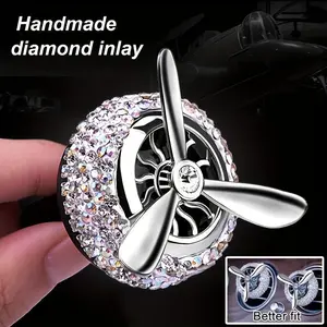 Car Air Outlet Solid Fragrance Plug-In Car Air Conditioning Outlet Perfume, Propeller Inside Rotating Fan on Car Car Decoration Handmade Diamond Car Perfume Air Outlet Interesting Car Ornament Pendant Mini Air Outlet Cute Air Outlet Men And Women