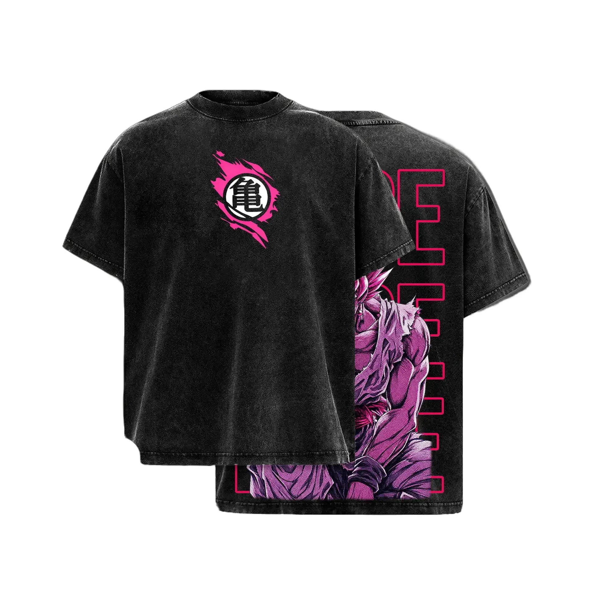 Super Saiyan Rose Goku Black Vintage Anime Graphic Tee | 100% Cotton Acid Wash Oversized Shirt Men Women | DBZ Streetwear Zamasu Japanese Manga Outfit | Y2K Otaku Clothing Retro Double Sided Heavyweight Washed Gamer Top Gift For Fans Casual Apparel