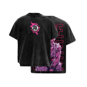 Super Saiyan Rose Goku Black Vintage Anime Graphic Tee | 100% Cotton Acid Wash Oversized Shirt Men Women | DBZ Streetwear Zamasu Japanese Manga Outfit | Y2K Otaku Clothing Retro Double Sided Heavyweight Washed Gamer Top Gift For Fans Casual Apparel