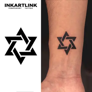 INKARTLINK Magic Tattoo Stickers 3 Sheets Simple Hexagram Art Waterproof Semi Permanent Juice Ink for Parties Temporary Tattoos