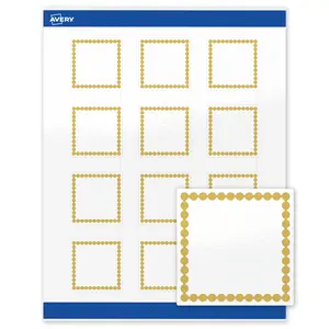 Avery Printable Square Labels, Gold Beads, 2" x 2", Glossy White Square Labels, Permanent, Laser/Inkjet, 120ct, Great for Product Labels
