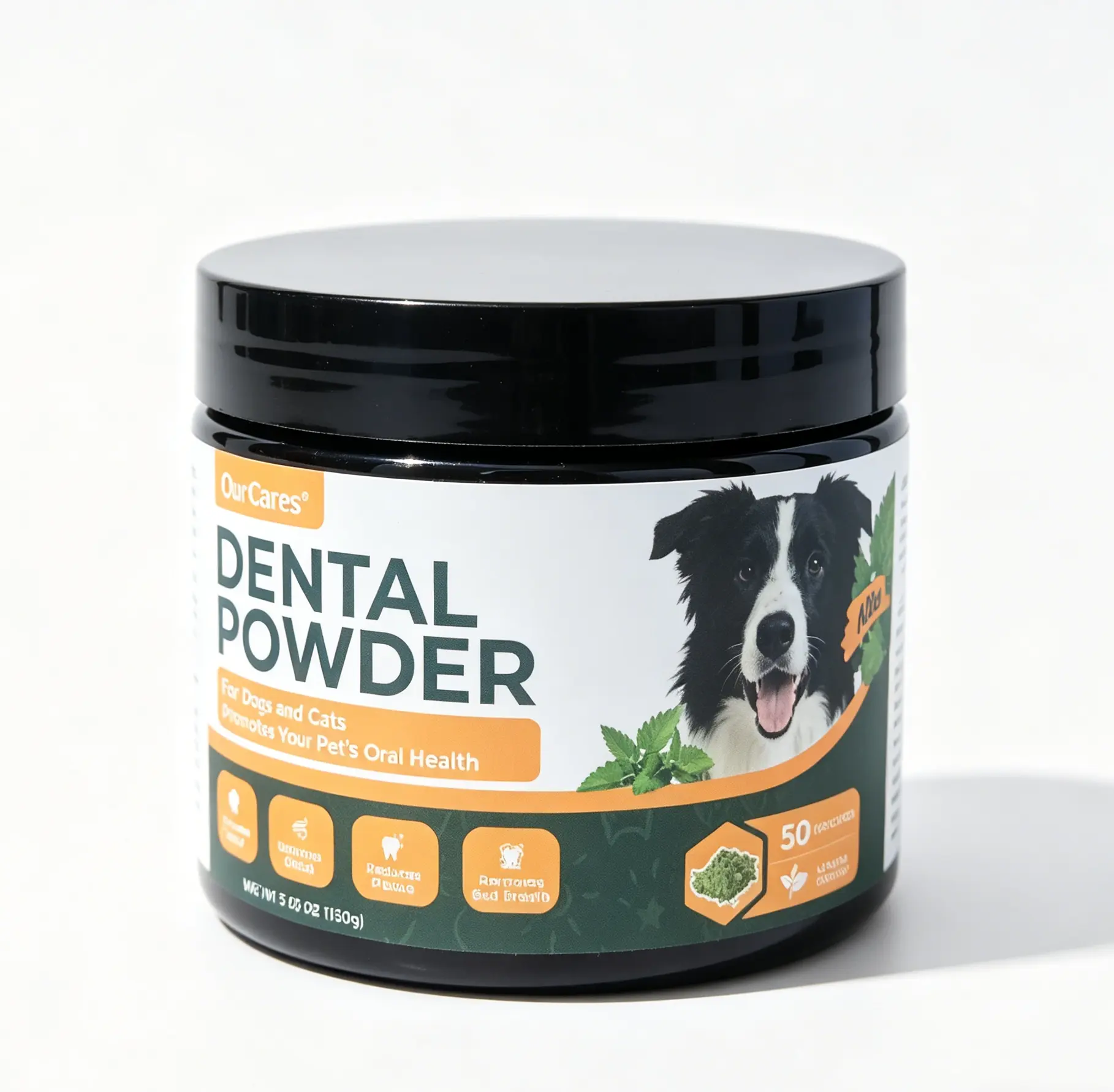 Dog Dental Care Powder | OurCares Teeth Cleaning Supplement with Brown Algae & Lysozyme, Peppermint Flavor
