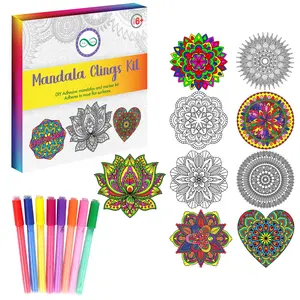 Mandala Window Cling Kit – DIY Stained Glass Art for Adults & Kids, 10 Designs with Markers | A 10-minute Reset for Stress, Creativity, Connection & Overthinking Minds