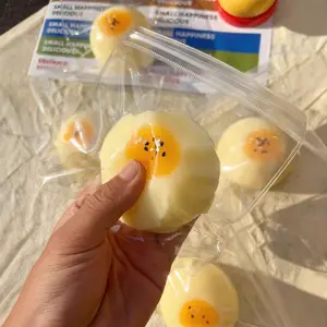 Kawaii Steamed Bun Squeeze Toy, Soft Mochi Dough Ball Sensory Fidget Toy, Anxiety ADHD Relief Desk Ornament, Perfect Birthday & Party Gift