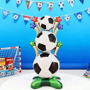 Large 62 Inch Soccer Balloon Decoration, Balloon Garland, Aluminum Foil Football Shape, Perfect for Birthday Parties & World Cup Events