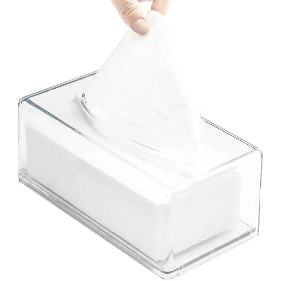Square Clear Acrylic Tissue Box, Box Covers Rectangular, Bathroom Facial Napkin Box Holders, Table Clear Dryer Sheet Dispenser for Bathroom, Kitchen and Cars