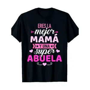 Women's Spanish Quote Graphic T-Shirt - "Mama, I'm a Super Abuela" Slogan, 100% Cotton Soft & Breathable, Lightweight 220gsm, Unisex Casual Crew Neck Short Sleeve, Spanish Language Design with Hearts & Stars, All-Season Comfort, Sizes S-XXXL - Ideal for W