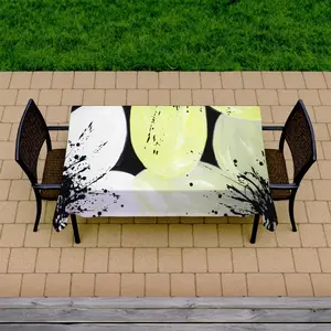 360 Stand Large Size Floral Pattern Tablecloth - 58x102 in., White & Yellow Petals, Indoor/Outdoor Decor for Outdoor Furniture Tables