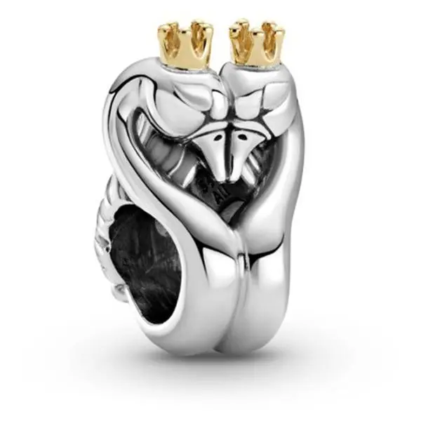 Pandora Two-Tone Swans & Heart Charm 799315C00