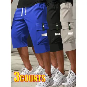 Men’s cargo shorts, 3-pack - loose, casual knee-length shorts with multiple practical pockets; non-stretch fabric suitable for everyday wear, office, and outdoor activities-a perfect choice for daily use.