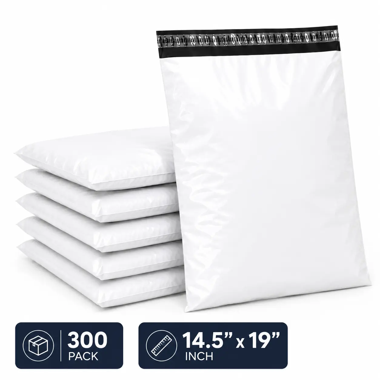 Poly Mailers 14.5x19 Shipping Bags, 300 Pack White Waterproof Mailing Envelopes, 2 Mil Self-Seal Poly Mailer Bags for Small Business, Clothing, Packaging & Shipping Supplies Bulk