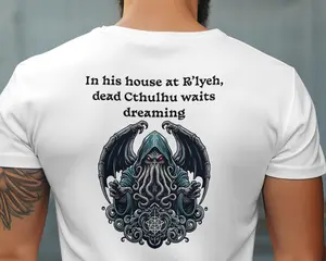 "Cthulhu Waits Dreaming T-Shirt - Lovecraftian Horror Graphic Tee for Mythos Fan