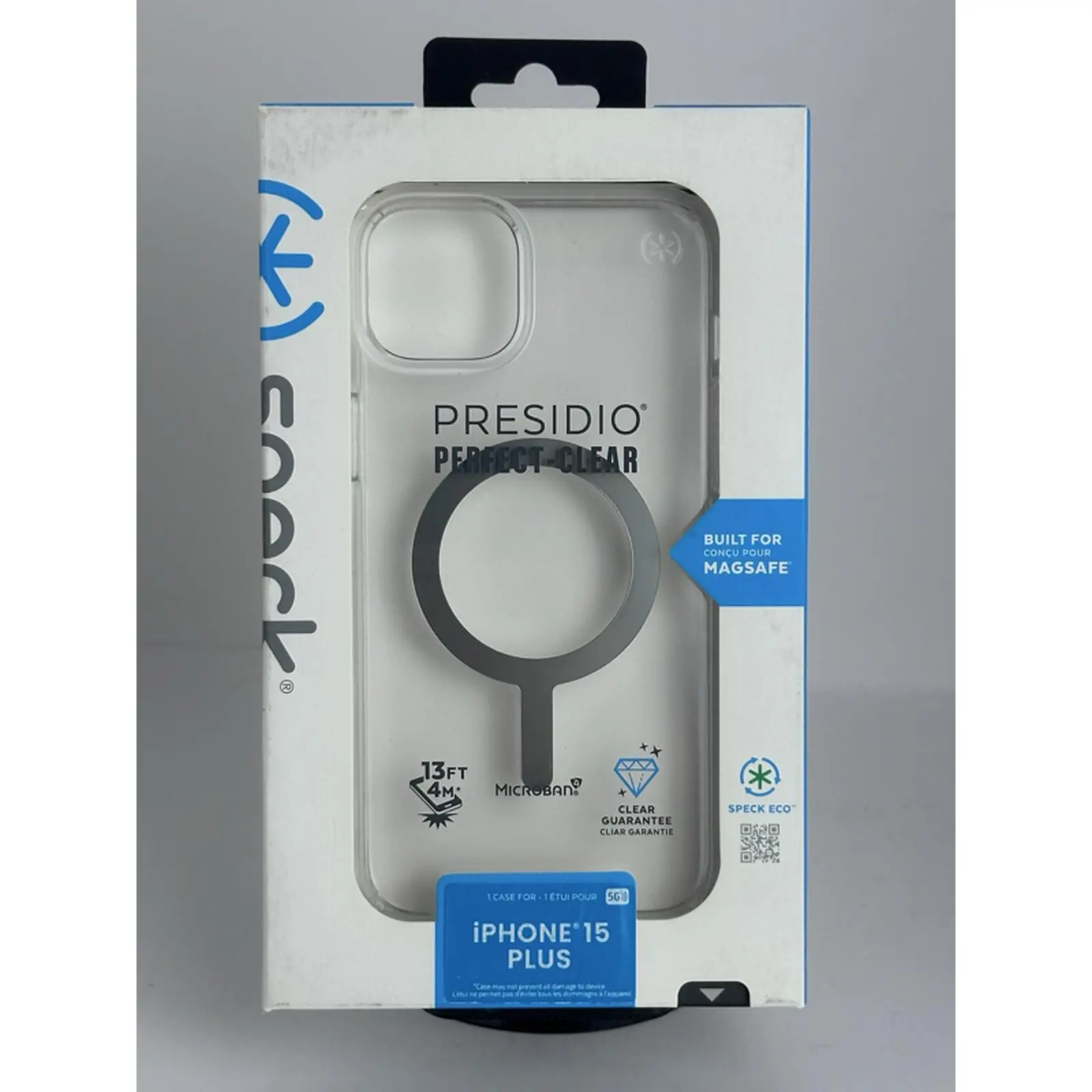 Speck Presidio Perfect Clear Case for iPhone 15 Plus with MagSafe Compatibility 13FT 4X Clear Guarantee