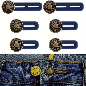 6pcs Instant Button Extenders for Jeans and Pants - Adjustable Waist Extender with Metal and Silicone - Easy to Use, No Sewing Required, Perfect for Women and Men, Comfortable and Convenient