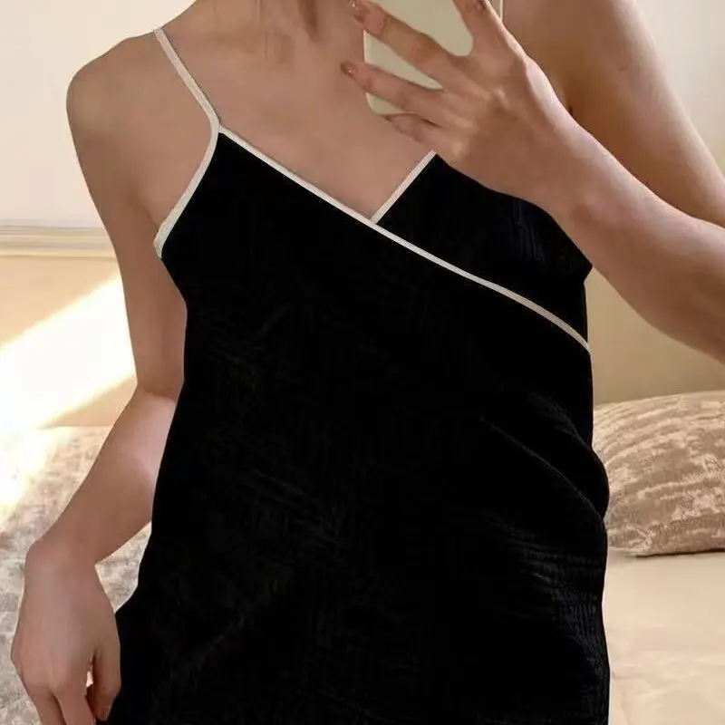 Backless Towel Wrap Dress for Women - Halter Neck 100% Cotton Bath Wrap with Adjustable Straps,Super Absorbent & Breathable SPA Wraps,Shower Wrap Towel Dress for After Bath,Pool,Sauna