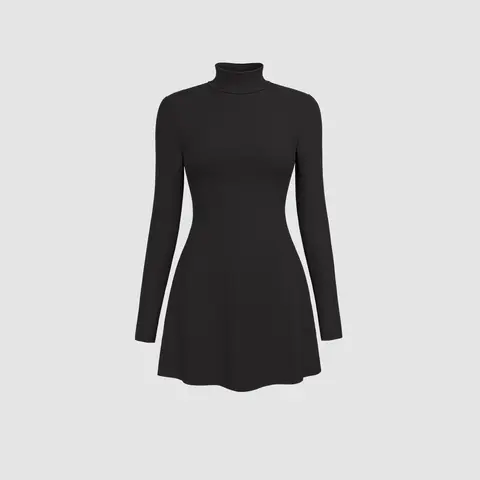 Cider [1 colors, Size 0-10] High Neck Solid Mini Dress