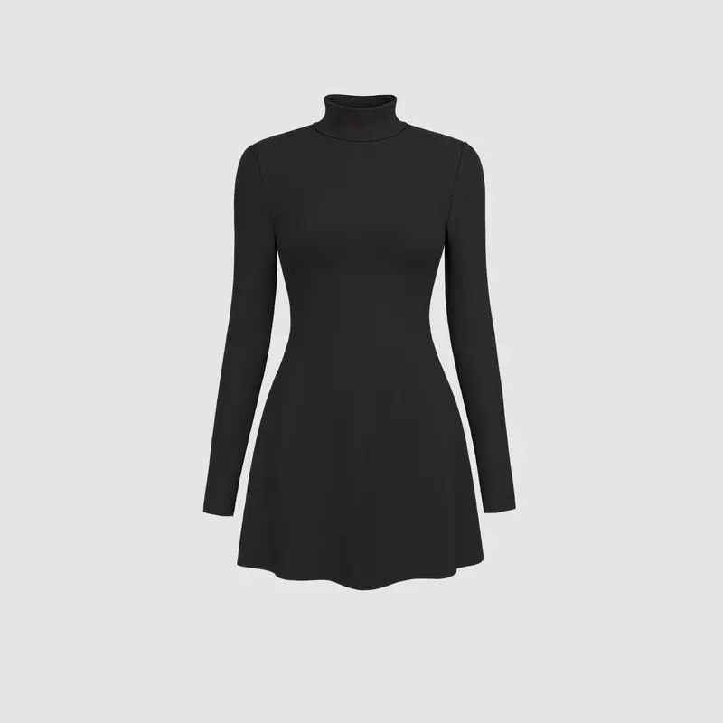 Cider [1 colors, Size 0-10] High Neck Solid Mini Dress