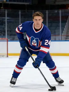 Hollander #24 Professional Blue Ice Hockey Jersey Shirt for All Seasons, Long Sleeve Fitted Design with Geometric Pattern, Perfect Training Gear and Gift