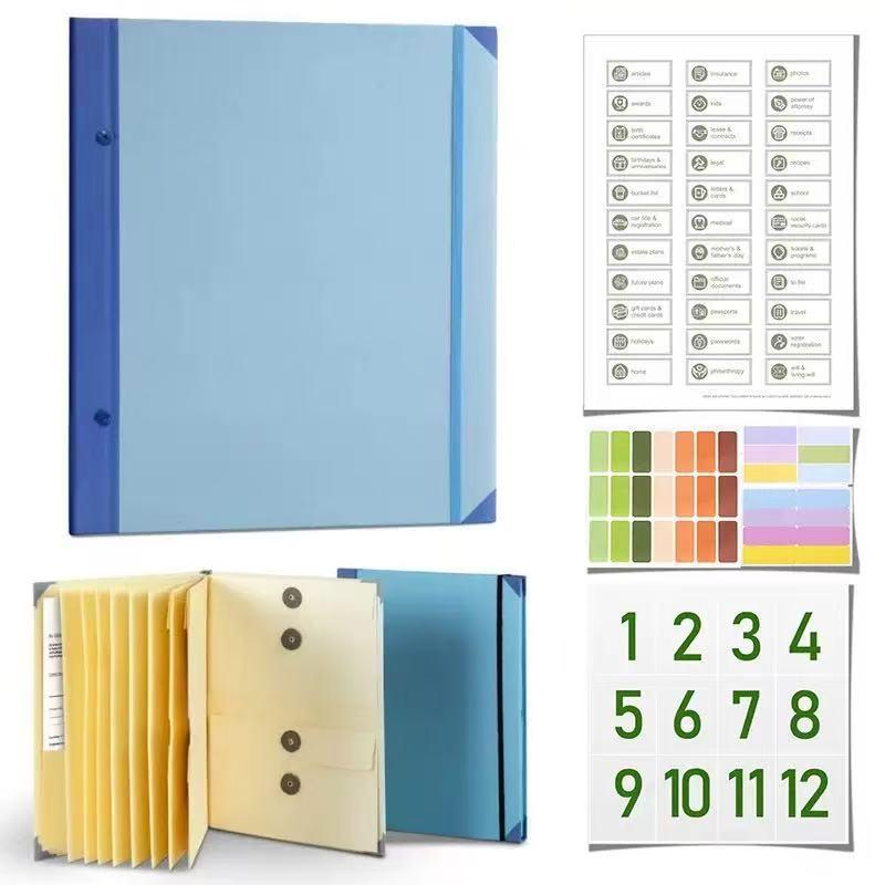 Important Document Organizer Personal Binder Organizer with Labels Accordion File Stylish Binder for Storing Important Papers, Certificates, Passports, Photos, and Letters organizador de documentos