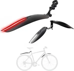 Ryders Recreation Bike Fenders Mudguard Front Rear Bicycle Fender Set Adjustable MTB Splash Guard for Mountain Bike with Led Light Strips 26 inch to 29