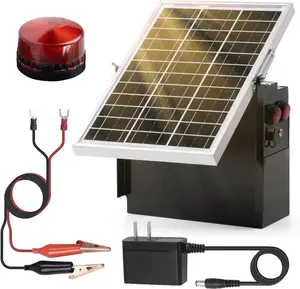 Solar Fence Charger with Warning Light, Briidea 1.2 Joules Solar Electric Fence Energizer, Dual Power (Solar & Adapter), Up to 10-Mile Range, IP64 Weather-Resistant, for Livestock, Garden & Pasture,summervibes