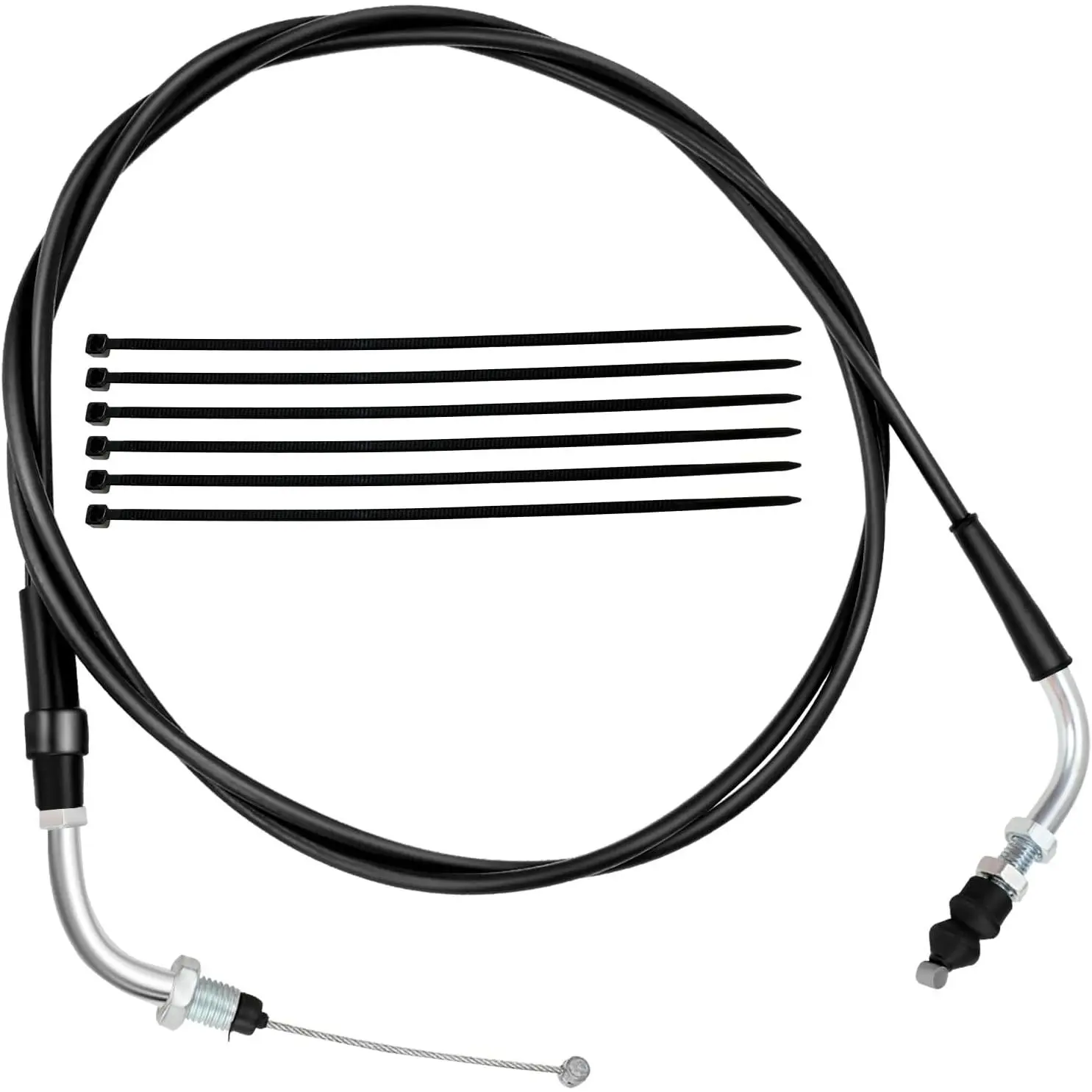 1 x Throttle Cable (78-in) for GY6 Series 50cc-150cc, 139QMB, 157QMJ Engines - Easy Install, Compatible with Tao Tao VIP, Future Champion, Ice Bear, Jonway, Roketa, Wildfire, Vespa, Dazon 150 Buggy, Moped, ATV, Go Kart Motorcycle Parts - Includes 6 x Tie