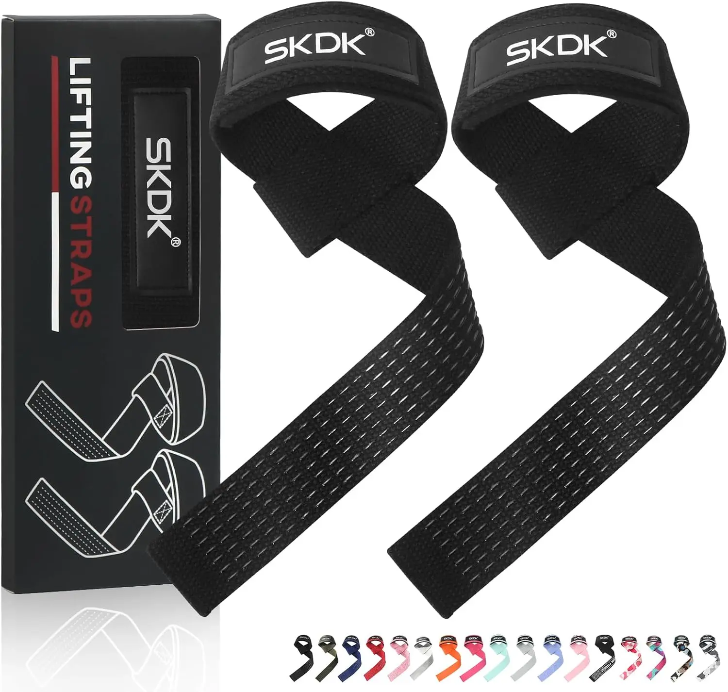 SKDK Lifting Straps Strength Training Women Bodybuilding, Lifting Straps Gym Deadlift, Deadlift Straps with Neoprene Padded Wrist, Non-Slip Silicone, for Weightlifting, Bodybuilding, Xfit, Strength #Summervibes